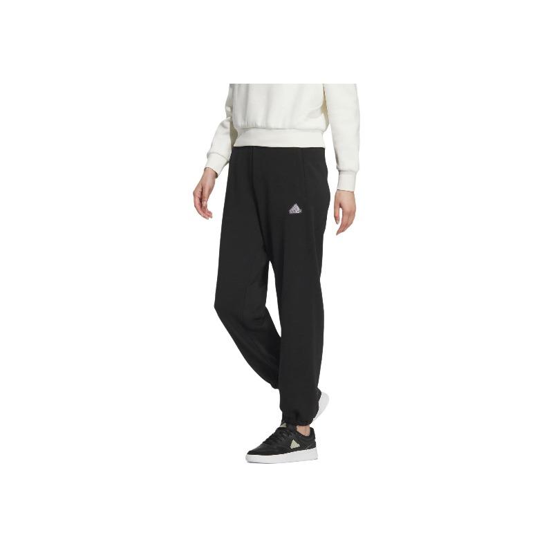 adidas FW24 Серия спортивных костюмов с небольшим логотипом, модные удобные универсальные трикотажные спортивные брюки с эластичными манжетами, женские плавки черного цвета JJ3561