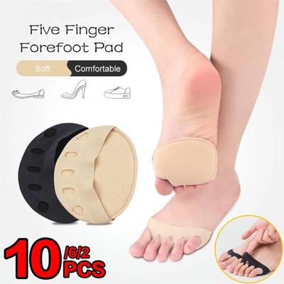 Носки с пятью пальцами, стелька для передней части стопы с открытым носком, подушечки для обуви, стелька на высоком каблуке, противоскользящие защитные подушечки для ног, губчатые обезболивающие носки