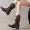 Maillard Martin Boots Women's 2025 Summer New Super Fire Thick-soled Mid-tube Western Cowboy Short Boots Stack Knight Boots