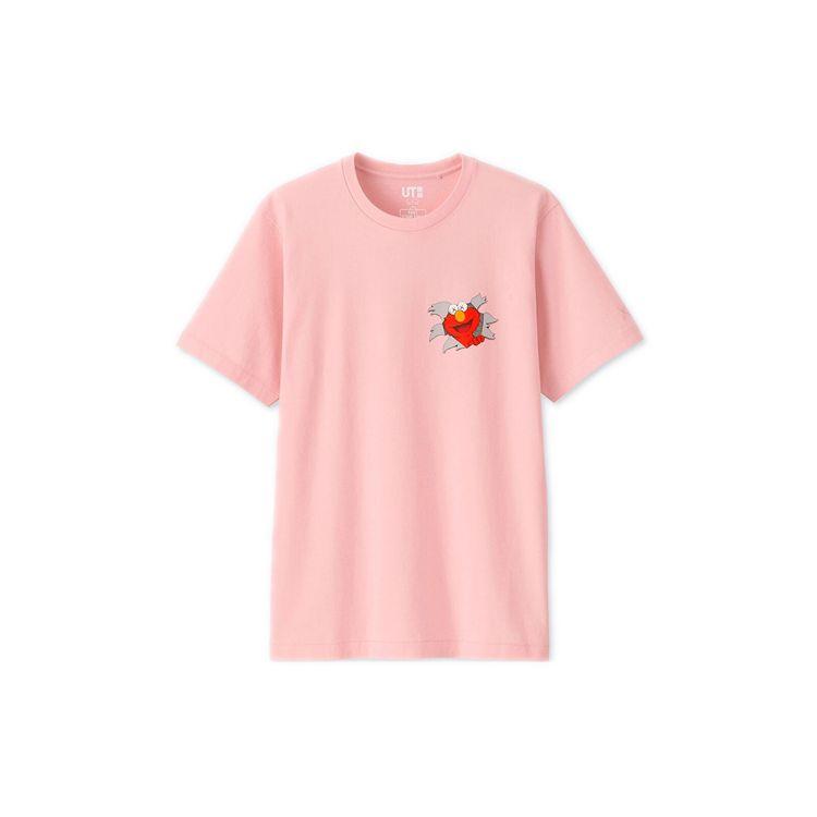 Uniqlo Унисекс Футболка с коротким рукавом Elmo с карманом и логотипом X Kaws X Sesame Street Розовый 412760-00