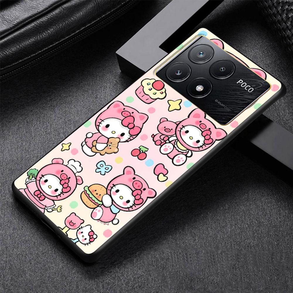 Милый Чехол Hello Kitty KT Cat для Xiaomi Poco M3 X3 NFC X5 M5s M4 Pro 5G F3 Черный Силиконовый Мягкий Чехол для Телефона
