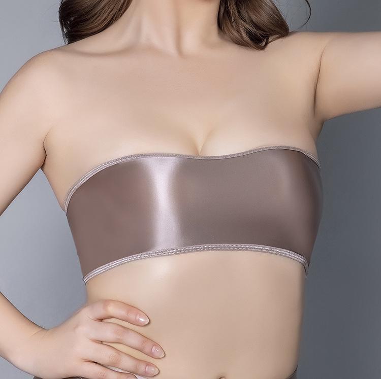 European & American High-Gloss Tube Top & Boxer Shorts Two-Piece Sexy Lingerie Set