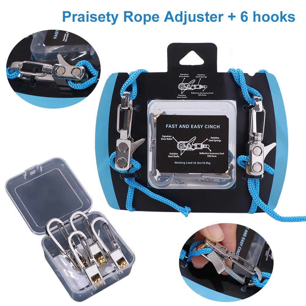 6 Hooks Rope with Roller Tensioner Non-Slip Cable Puller Rope Tension Adjuster  Cargo Tightening