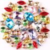 Gold Claw Setting 50pcs/bag Shapes Mix Dark Red Glass Crystal Sew On Rhinestone Wedding Dress Shoes Bags Diy Trim