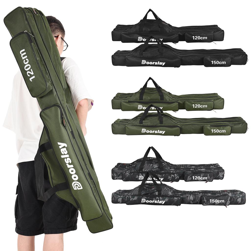 3 Layers Fishing Pole Bag Portable Folding Fishing Rod Storage Bag for Fishing Camping Hiking