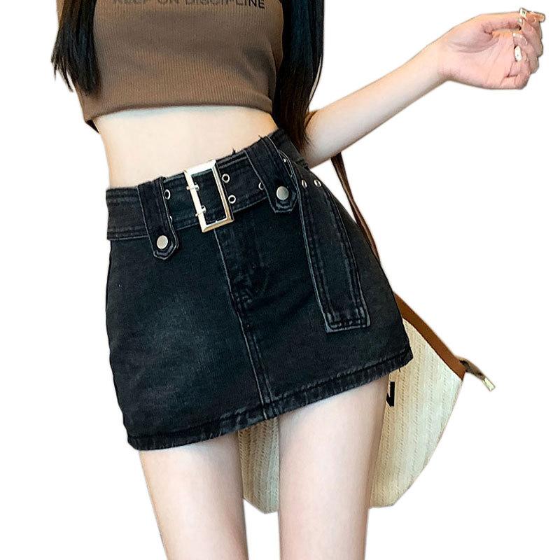 Классическая универсальная молодежная юбка Sense, юбка-полукомбинезон, брюки с высокой талией, универсальная, трапециевидная, летняя, модная, джинсовая короткая юбка