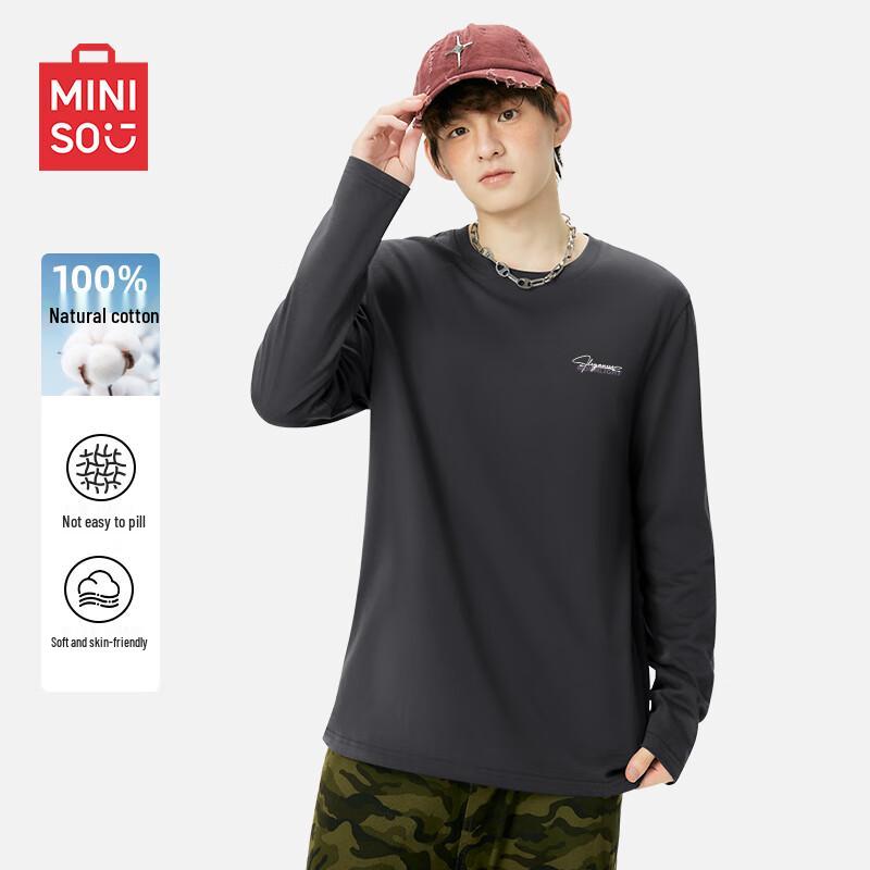MINISO Мужская оверсайз футболка с длинным рукавом в американском стиле
