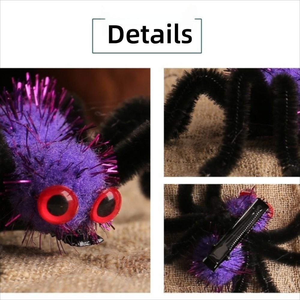 Cute Spider Shape Halloween Spider Hair Clips Halloween Theme Masquerade Furry Spider Hair Clips Fun Hair Clips Costume Events