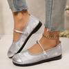 New Ladies Shoes Buckle Strap Women's High Heels Fashion Shallow Outdoor Plus Size Round Toe Flat Low Heels Mujer