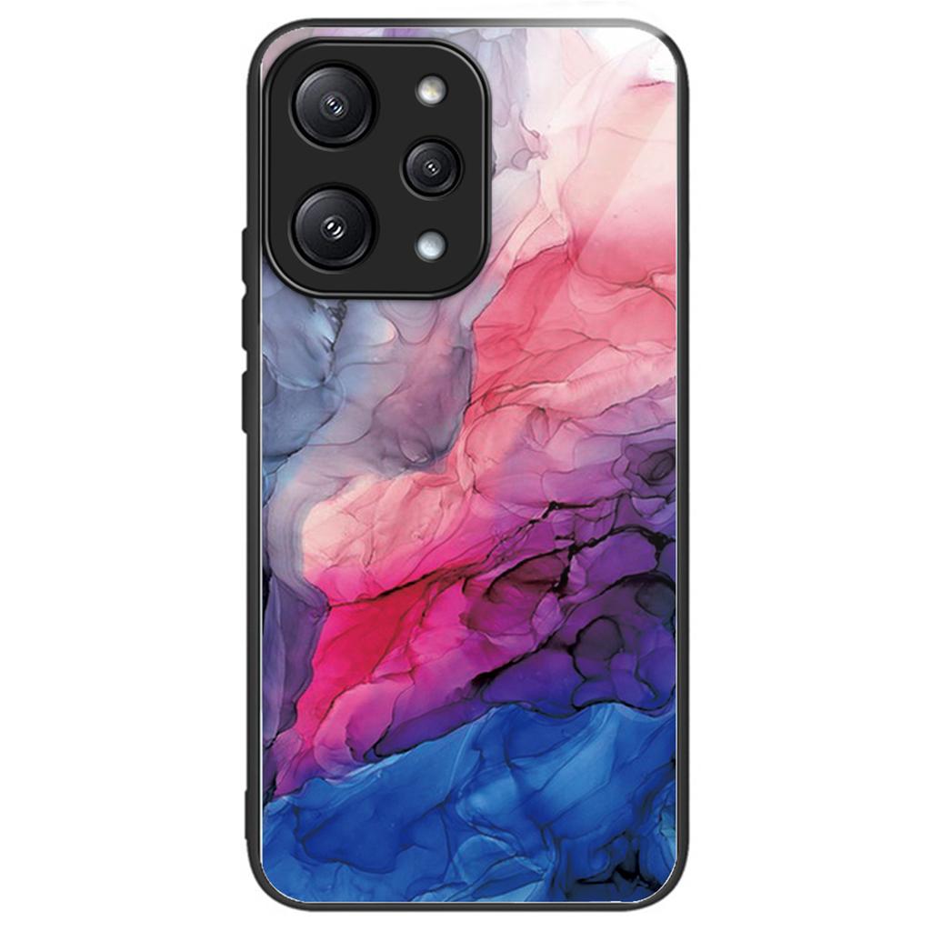 For Xiaomi Redmi 12 5G (Global)/Poco M6 Pro 5G Phone Case Marble Pattern Tempered Glass Back Cover