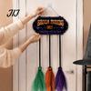 Reusable Farmhouse Entrance Signs Halloween Broom Parking Sign with 3 Witch Brooms, Hocus Pocus Themed Wooden Sign, Lightweight Seasonal Hanging Props