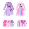 Kids Girls Anime Cartoon POP Singer Super Star Rumi Zoey Mira Print Mesh Rainbow Round Neck Casual Cotton Dress