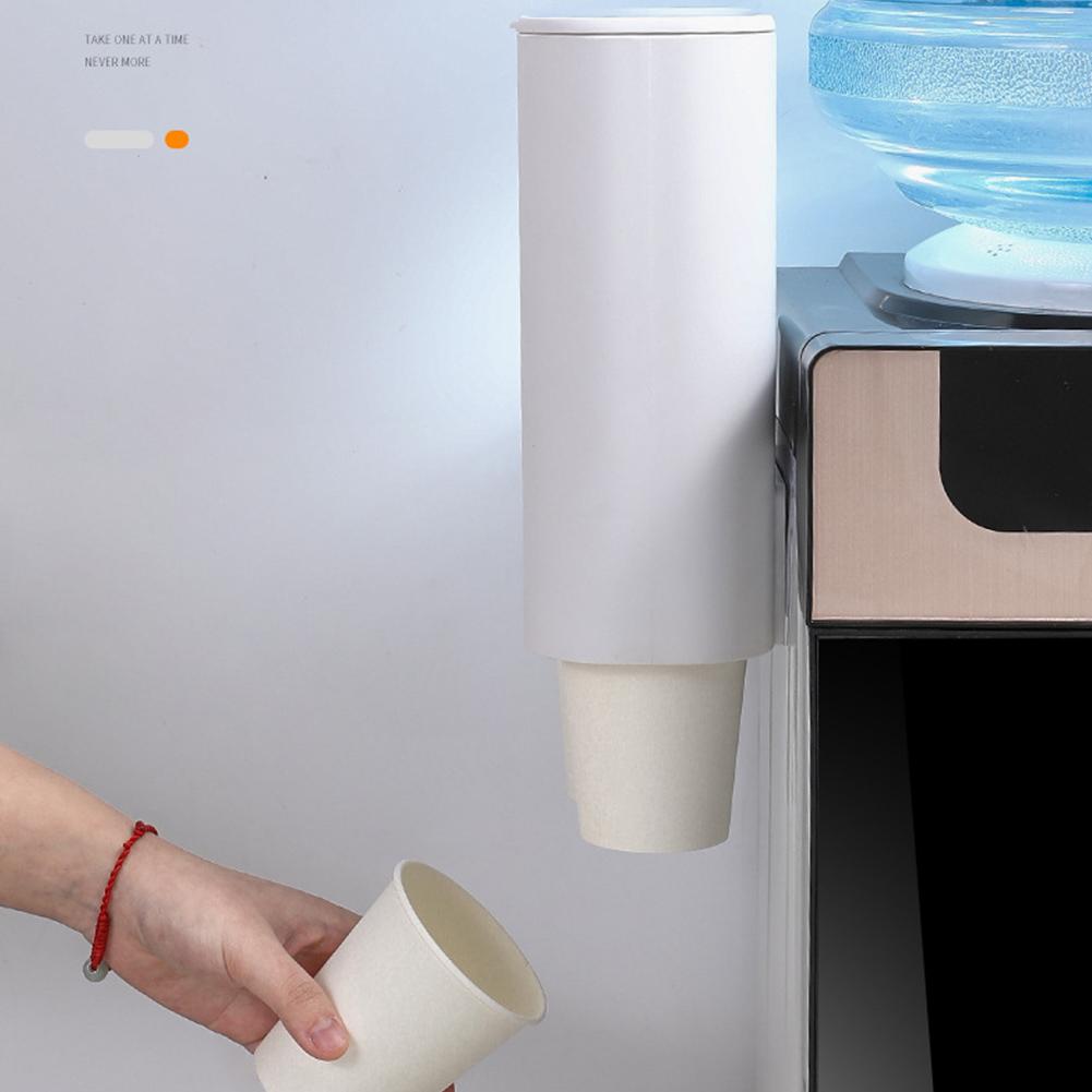 Cup Dispenser Pull Type Cup Dispenser for Water Cooler Wall Mount Cup Holder Beige Single Tube Paper Cup Holder