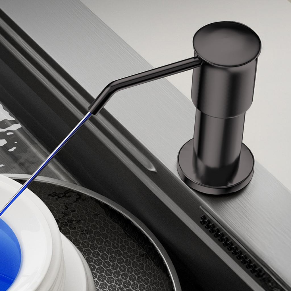 Дозатор для мыла для кухонной мойки из нержавеющей стали 304, настольный дозатор для моющего средства с помпой и удлинительной трубкой, серый.