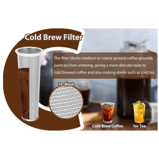 Cold Brew Coffee Maker 32oz/64oz Glass Pitcher with Stainless Steel Filter Wide Mouth Mason Jar Pitcher for Iced Tea Lemonade