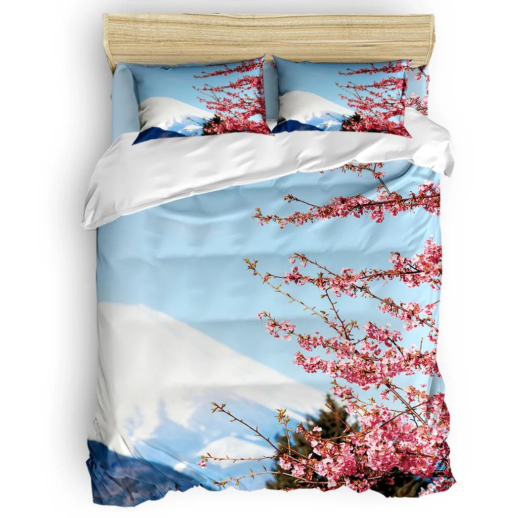 Комплект постельного белья нежно-розового цвета, ветка сакуры с цветами вишни, нежная японская весна, декоративный комплект постельного белья из 3 предметов, размер King Size