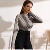Autumn Women Long Sleeve Elastic Pure Color Going Out Tops Ruched Fashion Elegant Softy Slim Crop Top