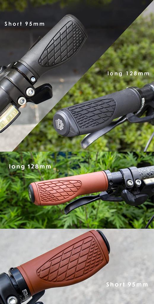 GORIX Bicycle Short and Long Handlebar Bicycle Short Grips for Cross Mini and More 128mm Grips, Brown, (GX-AGOO) Grips, Bikes, MTBs, Velos, (Brown, +