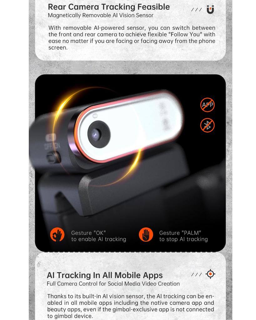 Hohem M6 Kit смартфон стабилизатор подвеса светодиодный фонарь AI отслеживание цели совместимо с моторизованным подвесом вертикальная горизонтальная съемка отслеживание 18 часов