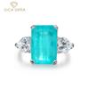 100% 925 Sterling Silver Paraiba Zircons Gemstone Rings For Women Sparkling High Carbon Diamond Wedding Fine Jewelry