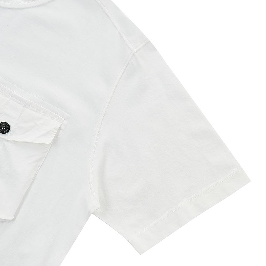 STONE ISLAND Футболка Однотонная Карман Свободная Круглый Вырез Короткий Рукав Детские Топы Белый 781620247-V0001