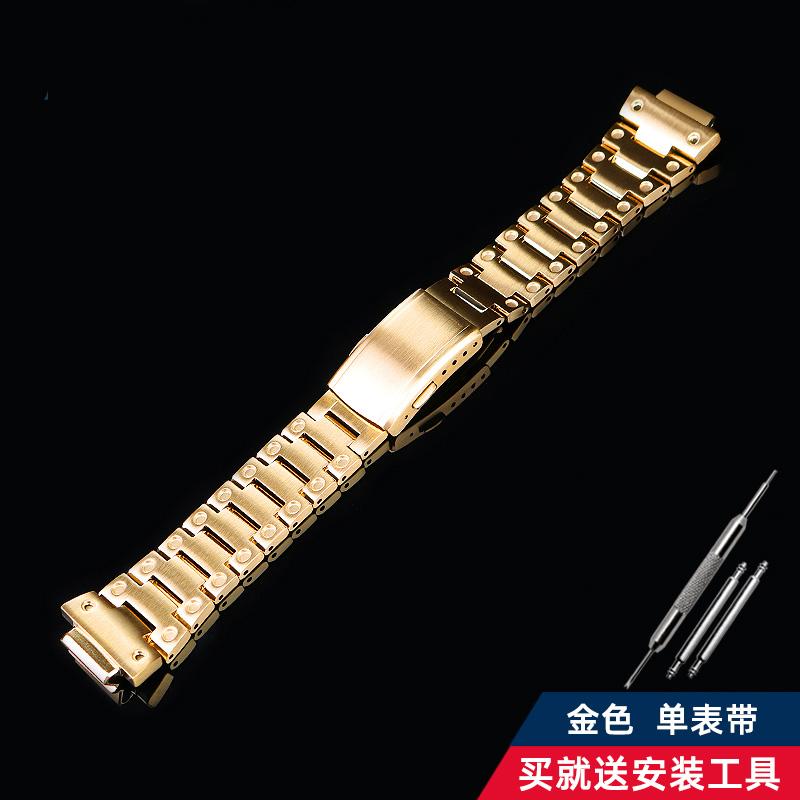 Для Casio G-SHOCK металлический корпус ремешок нержавеющая сталь Комплект DW5600/GW-M5610/5000 GW-B5600 Модифицированный Крутой стиль Золотисто-черный ремешок