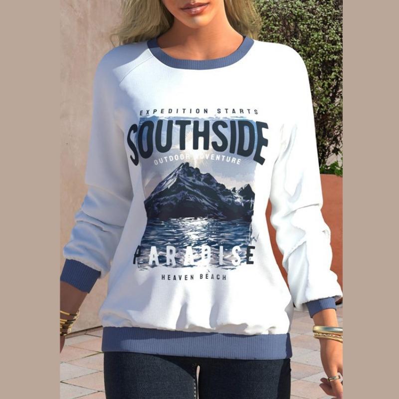 Женская модная повседневная футболка с длинным рукавом и круглым вырезом и топ