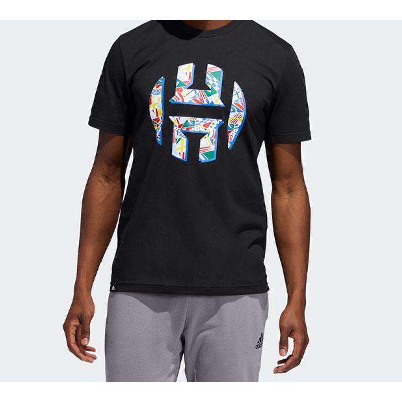 Adidas Мужская спортивная баскетбольная футболка с логотипом Harden с коротким рукавом, черная DX6934