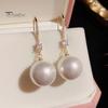 1 Pair Hook Earrings Bling Rhinestone Golden Iridescent Elegant Temperament High Gloss Faux Pearl Drop Earrings Fashion Jewelry