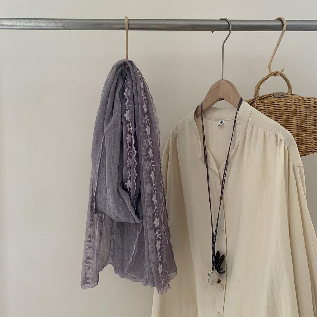 Lace Scarf Thin Linen Color Solid Color Fashionable Travel Shawl Autumn and Winter Scarf
