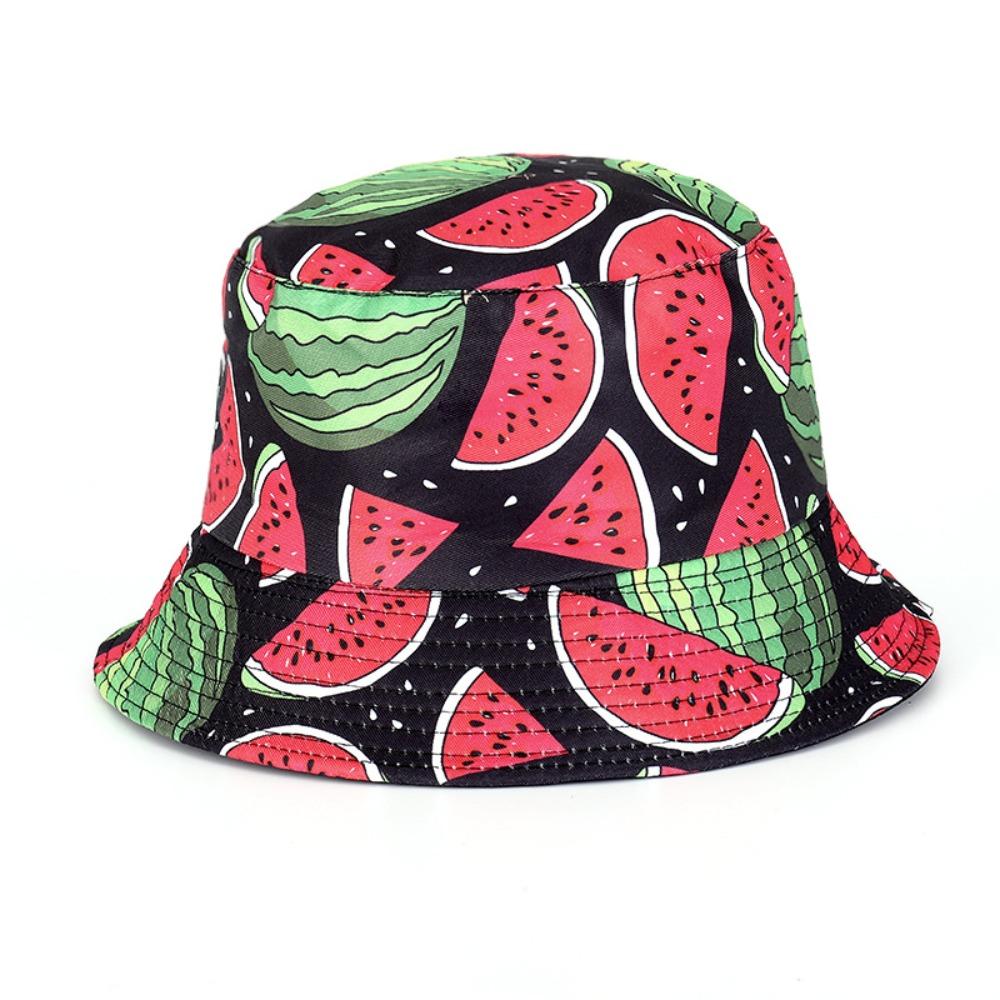 Double-Sided Fisherman Hat Fruit Pattern Sun Hat Casual Wear Bucket Hat Beach Leisure