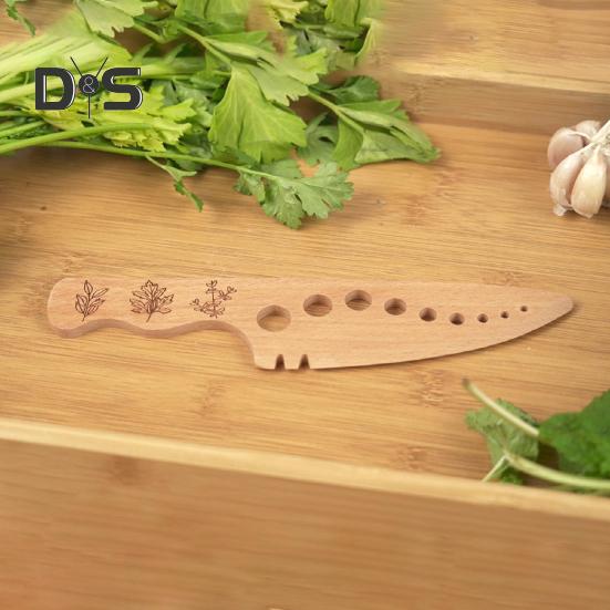 Деревянный инструмент для зачистки трав, ванильный инструмент для очистки листовой капусты, зелени, тимьяна, базилика, изогнутый край, кухонный гаджет с несколькими отверстиями