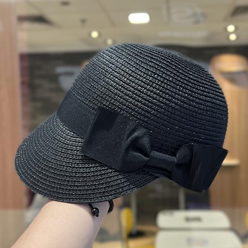 Face Small Age-reducing Bow Dome Straw Cap Women's Summer Woven Straw Hat Sun Protection Shade Equestrian Hat