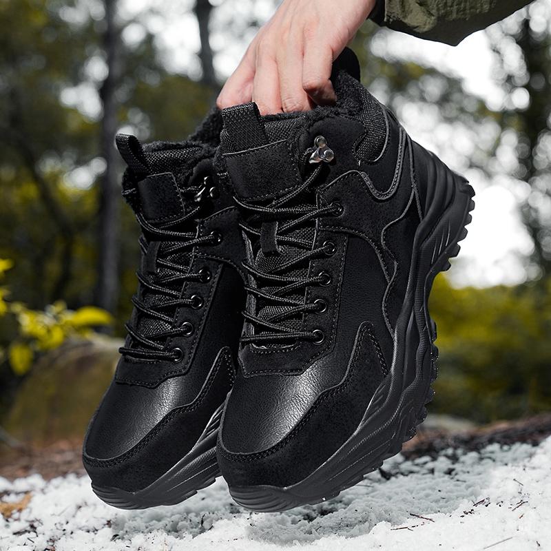 New Warm Men Winter Boots With Fur Outdoor Boots Snow Sneakers Wearable Anti-slip Winter Men's High Top Boots Waterproof