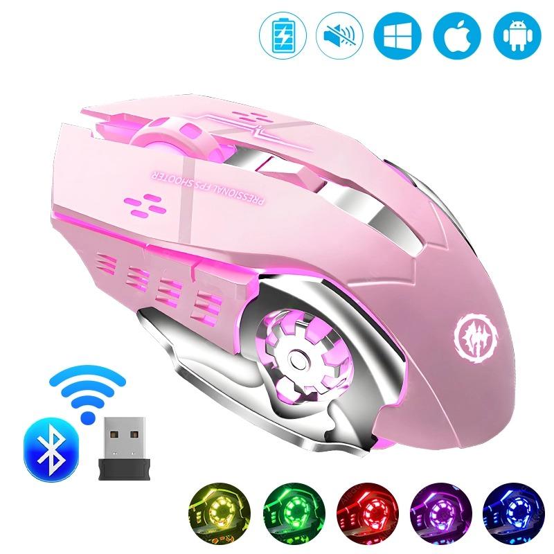 2.4G Bluetooth беспроводная перезаряжаемая мышь с RGB-подсветкой, механическая мышь для киберспорта, бесшумные офисные мыши для компьютера, ноутбука, планшета, ПК, игровая мышь для геймера