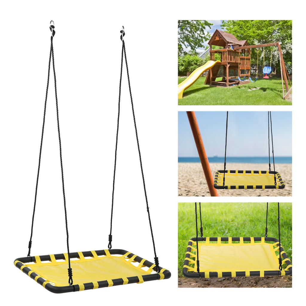 Платформа для установки на дереве, прямоугольные качели с ковриком, стальная рама и веревка