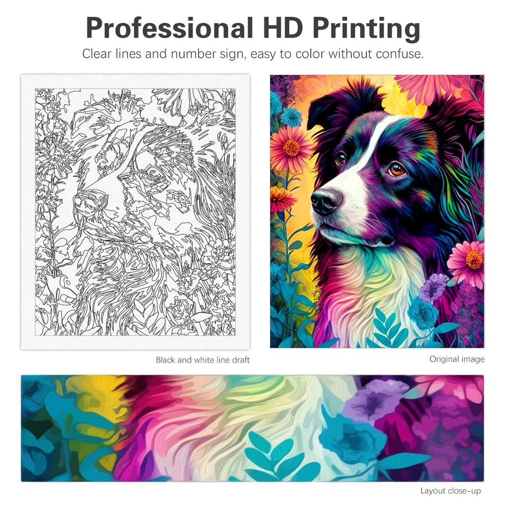 RUOPOTY Рамка для рисования по номерам для взрослых, красочные наборы для начинающих с собаками и животными, легкий акрил на холсте для украшения дома