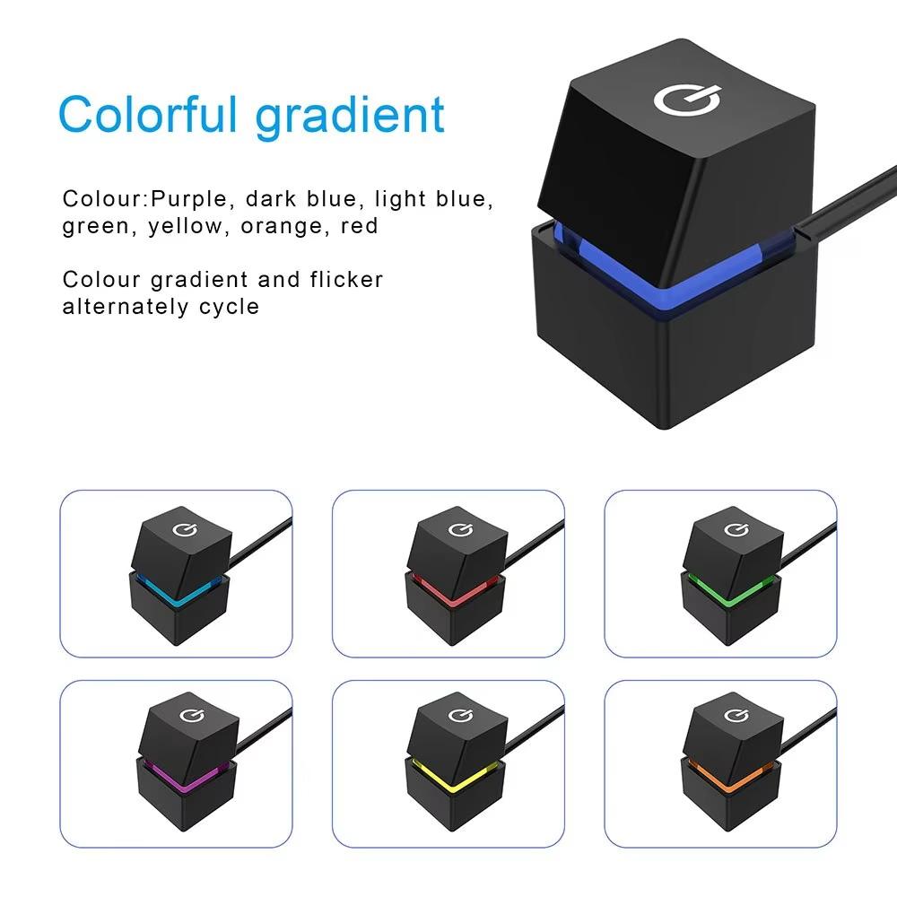 RGB светодиодная лента с кабелем питания и выключателем, удлинитель для ПК, кнопка включения/выключения квадратной формы для игрового настольного компьютера, домашнего офиса
