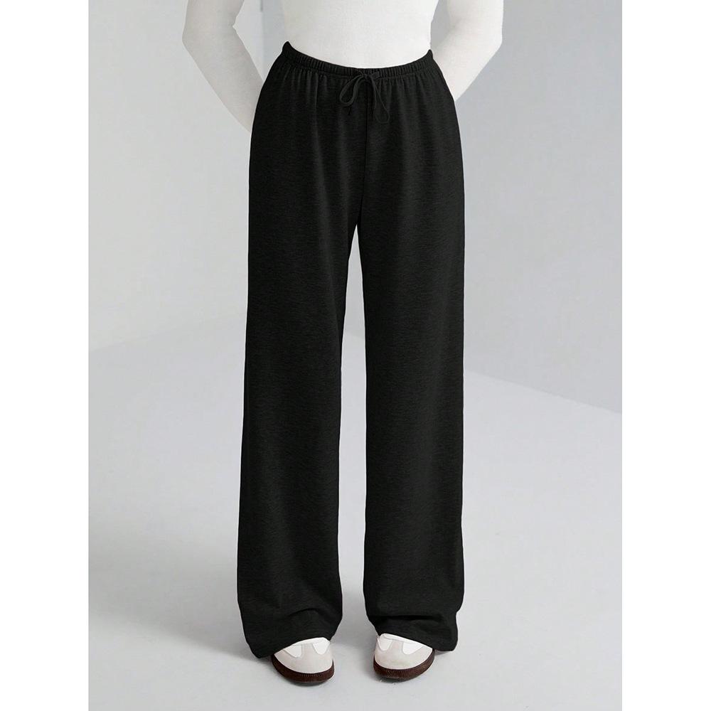 New simple casual pants women's front lace-up sweatpants loose wide-leg long pants