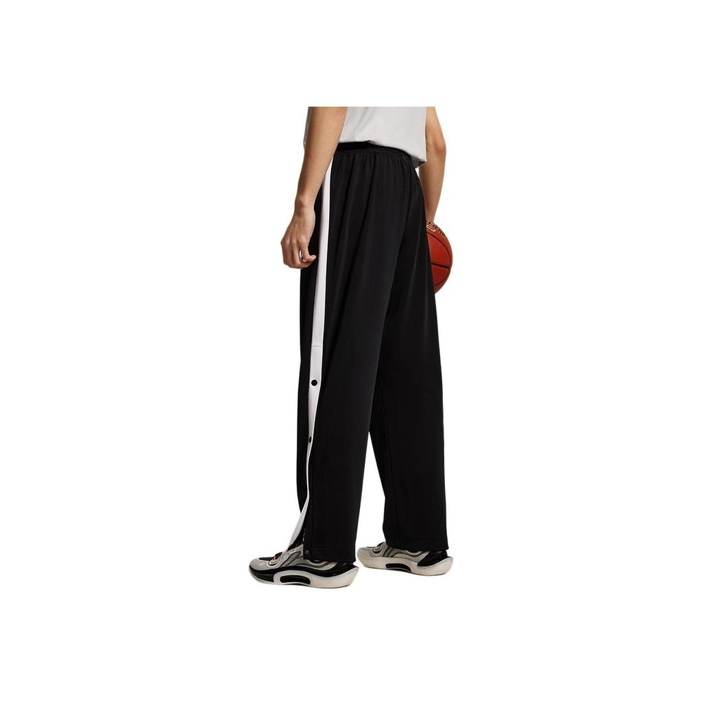 Li Ning Basketball Series Loose Fit Mid Rise Knit Sports Pants Men Bottoms Black AKLU205-1