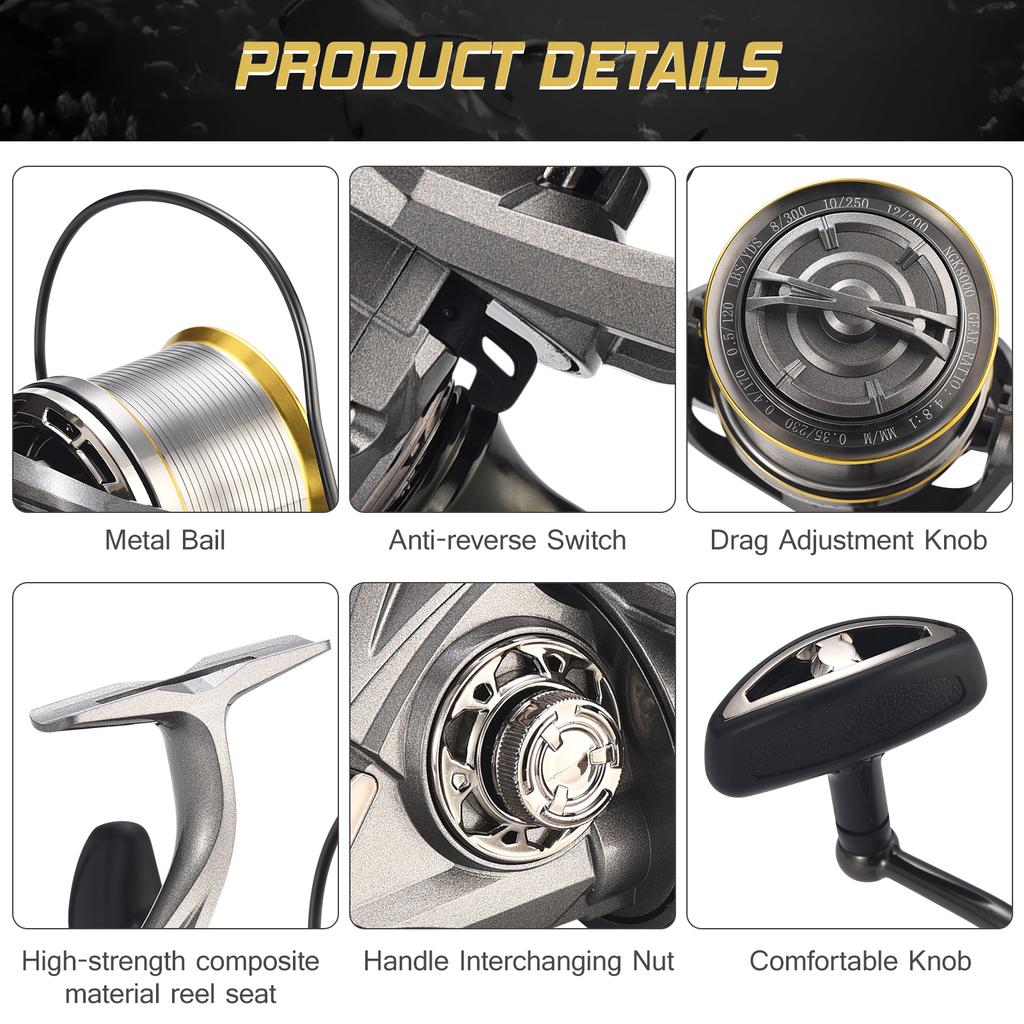 Спиннинговая катушка 17+1BB 4.8:1 со сменной левой и правой ручкой