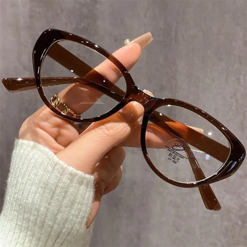 Retro Cat Eye Korean Myopia Glasses Fashionable Anti Blue Light Near Sight Glasses Ultra Light Unisex Transparent Eyewear