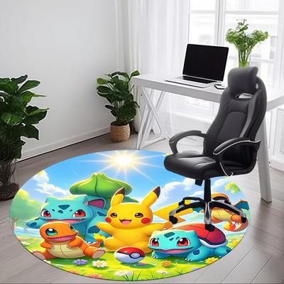 1 шт. Круглый коврик для офиса с персонажами Pokémon, под офисные стулья, для спальни, гостиной, домашний декор a1016283