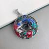 Новинка Шармы Китайский стиль Резной Цветная эмаль Феникс Пион Цветок Ожерелье для женщин Круглый Полый Подвеска Ювелирные изделия