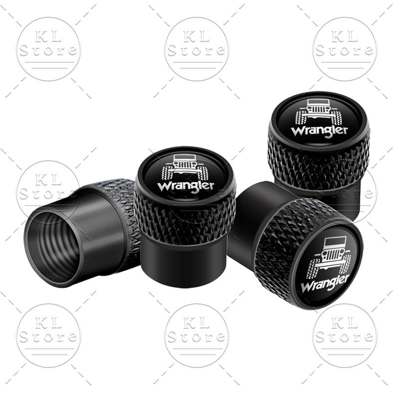 4Pcs Auto Exterior Logo Metal Wheel Tire Valve Caps Stem Case Dust Covers For Jeep Wrangler JK JL TJ Renegade Liberty Patriot ANS1