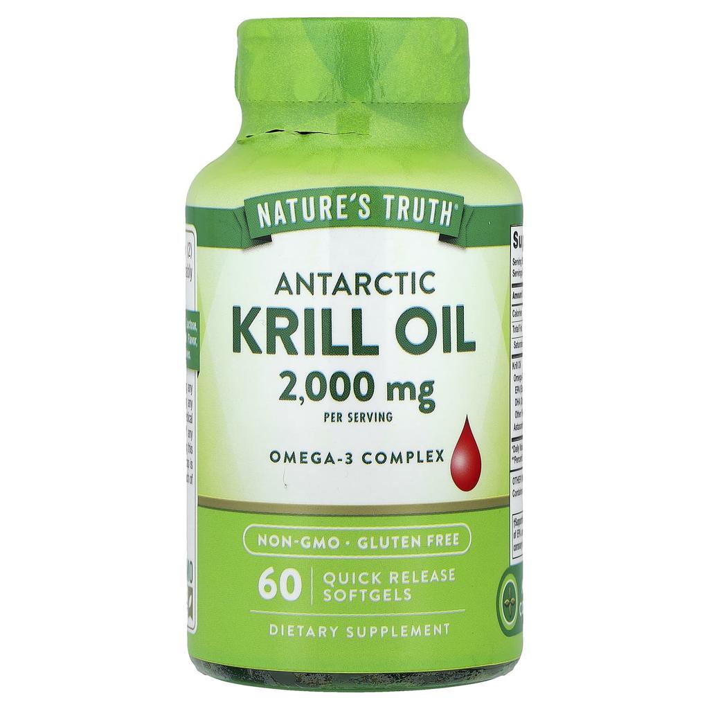 Nature's Truth Antarctic Krill Oil, 2,000Mg, 60 Softgels (1,000Mg Per Softgel)