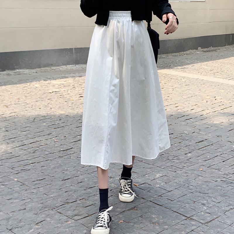 Женская белая длинная юбка Модные карманы Плиссированные юбки до колена Осень 2024 Новые Повседневные Элегантные С высокой талией А-силуэта Женские юбки