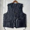 Classic Motorcycle Leather Vest+men's Vest+leather Waistcoat+riding Vest+pure Sheepskin Stitching