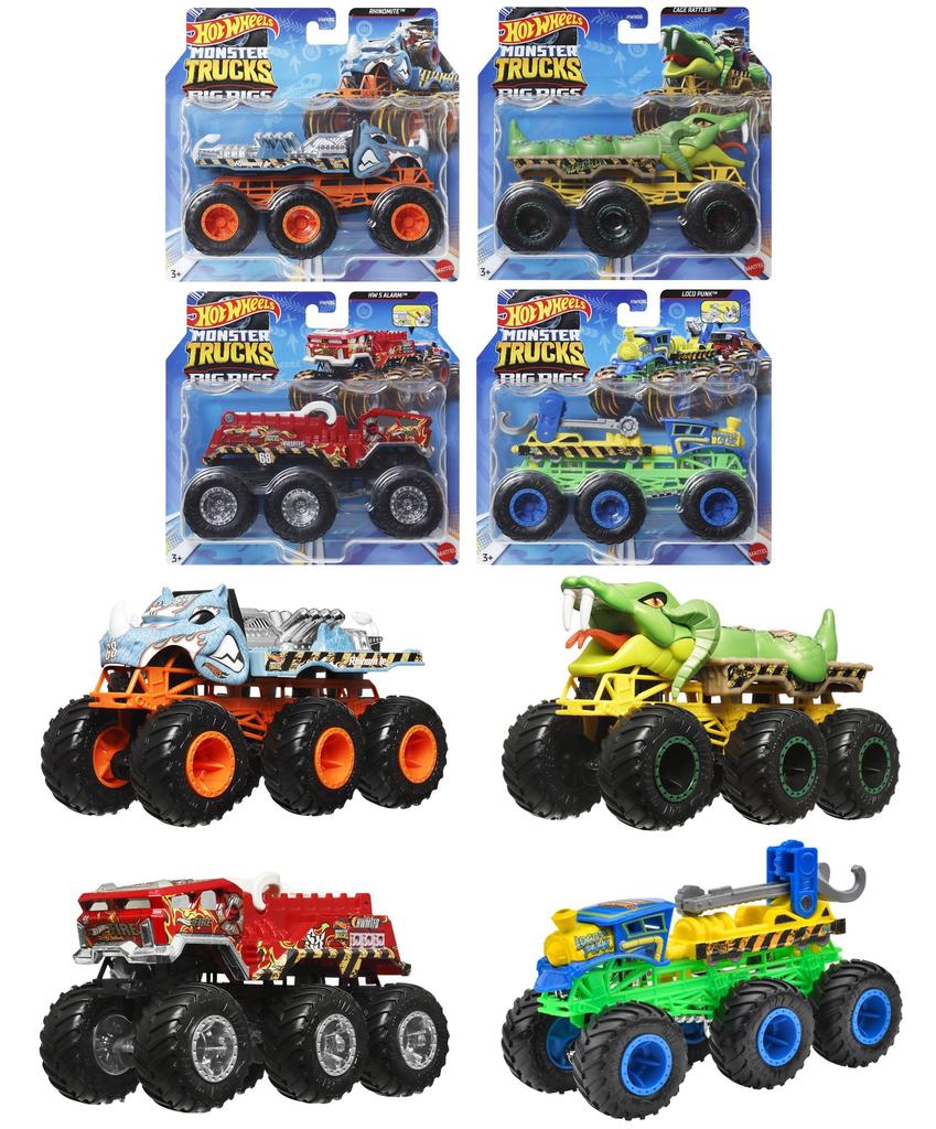 Hot Wheels Monster Truck Transporter Ассортимент игрушечных мини-автомобилей 4 автомобиля в коробке Продается от 3 лет и старше Multi 986D-HWN86