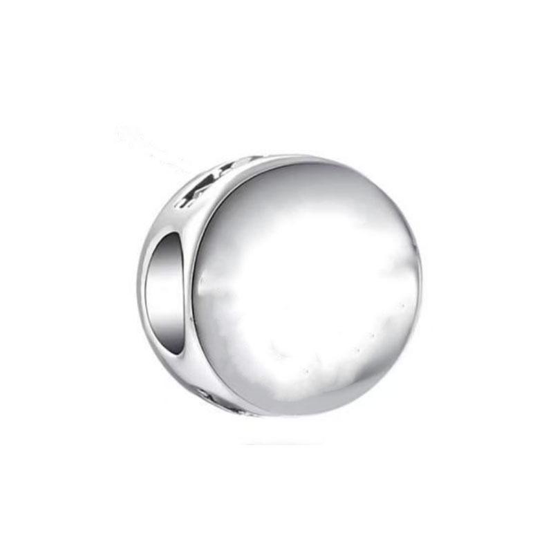 New 925 Plated Silver Beads Smooth surface Charms Fit Pan Bracelet DIY Gift Women